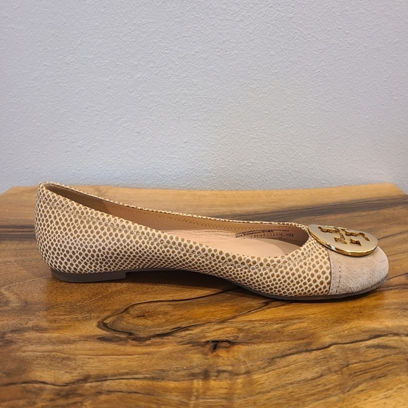 Tory Burch Reva Suede Toe Snake Print Ballet Flat - Picture 6 of 13